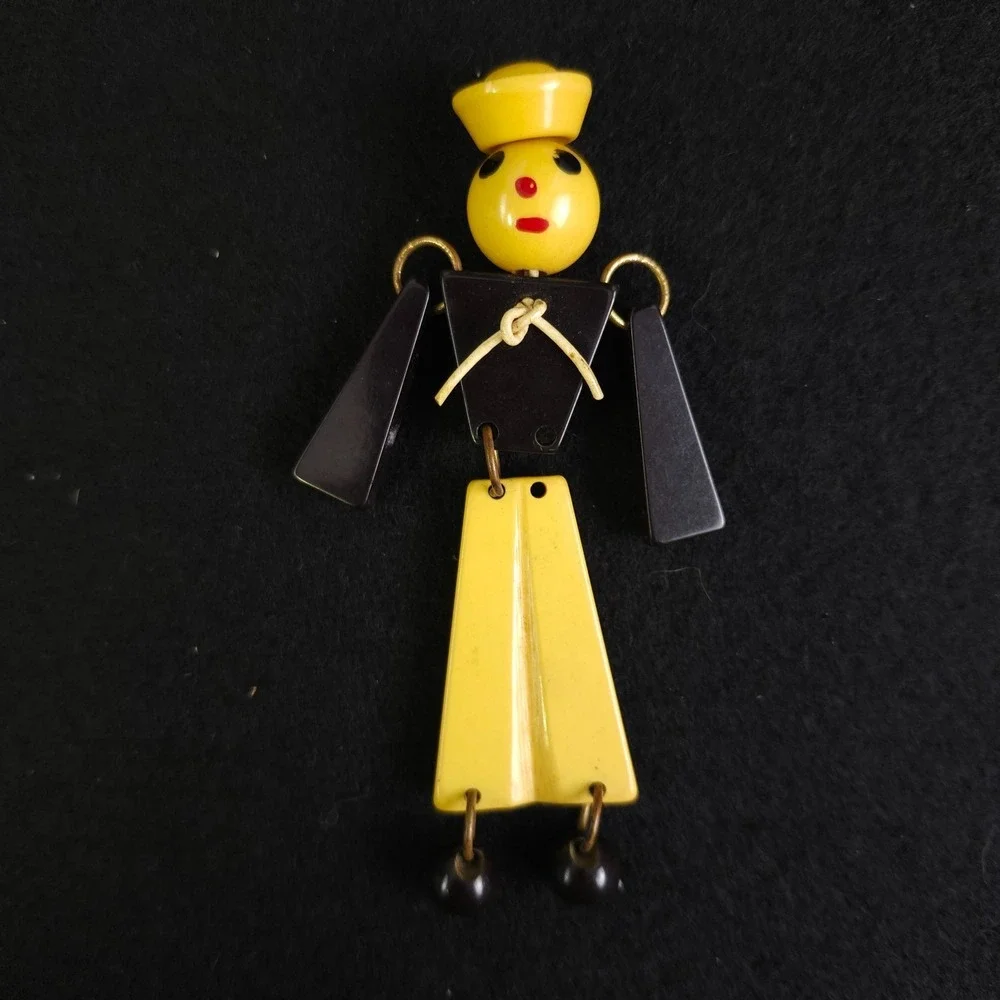 Vintage Bakelite‎ Jointed Articulated Sailor WWII Sweetheart Brooch Repair